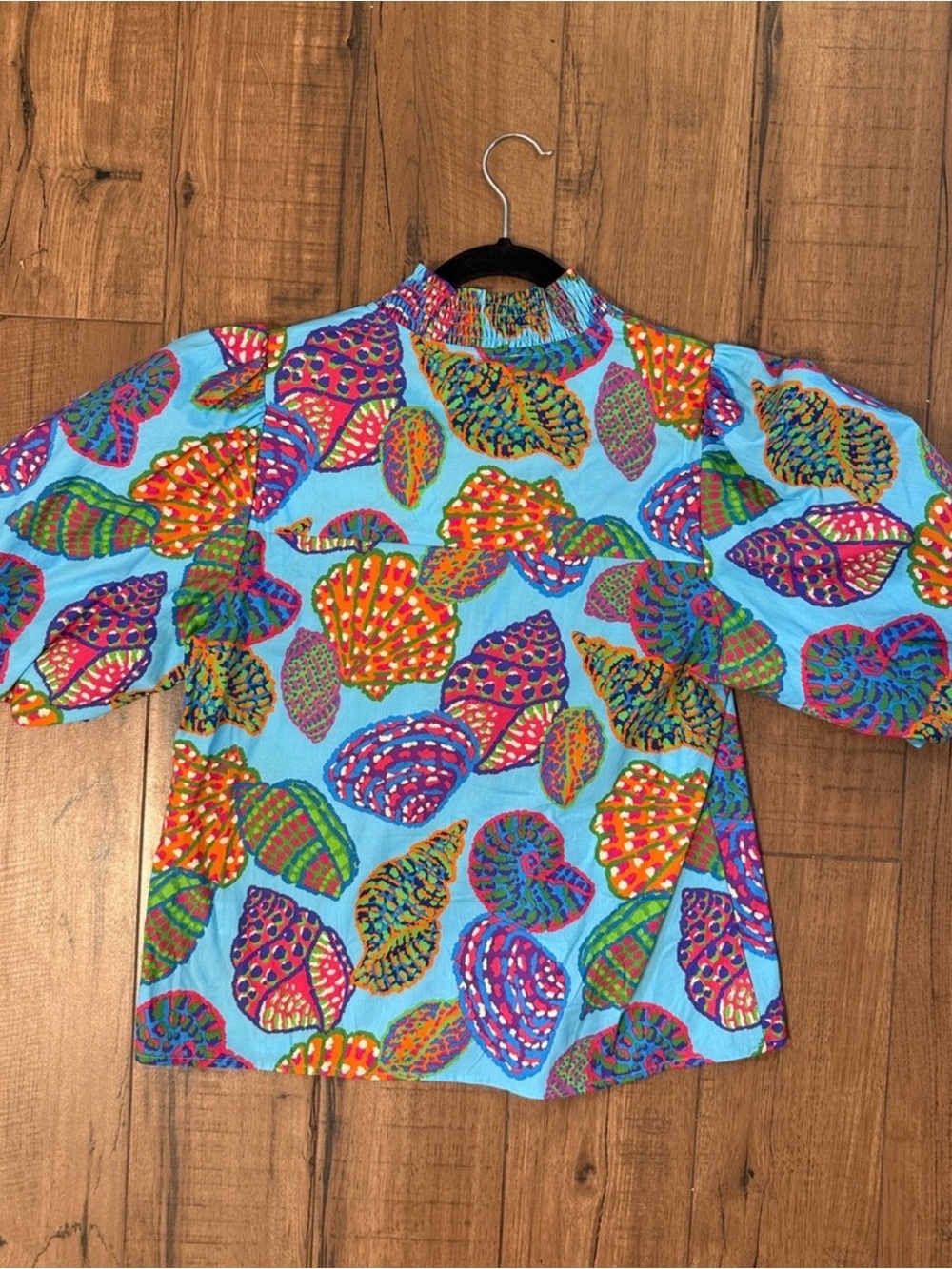 THML Turquoise Multicolor Shell-Print Blouse - Picture 2 of 4